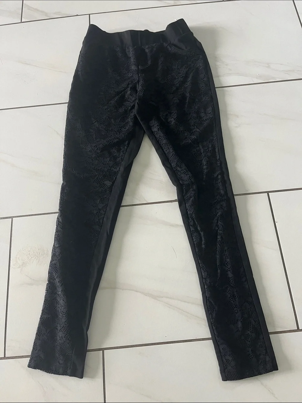 Black Textured Leggings for Women